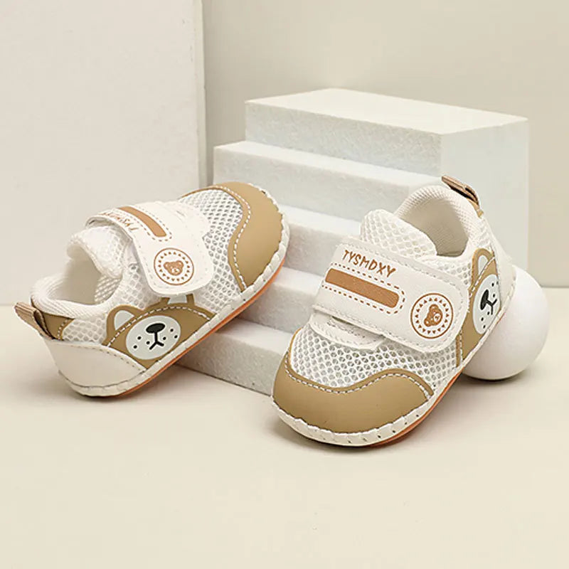 Baby Sneakers Soft Breathable Shoes Spring Summer Infant First Walkers Newborn Outwear Shoes Baby Boy Girl Cute Shoes Khaki, Red