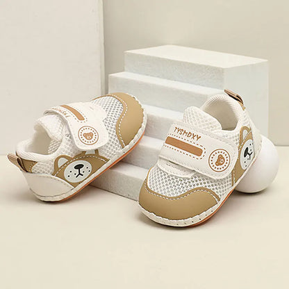 Baby Sneakers Soft Breathable Shoes Spring Summer Infant First Walkers Newborn Outwear Shoes Baby Boy Girl Cute Shoes Khaki, Red