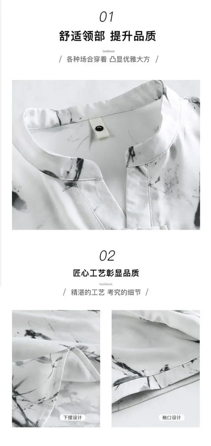 New Chinese Short-sleeved Men Trendy Versatile T-shirt in Summer Retro Stand Collar Thin Fashion Pullover (Available)