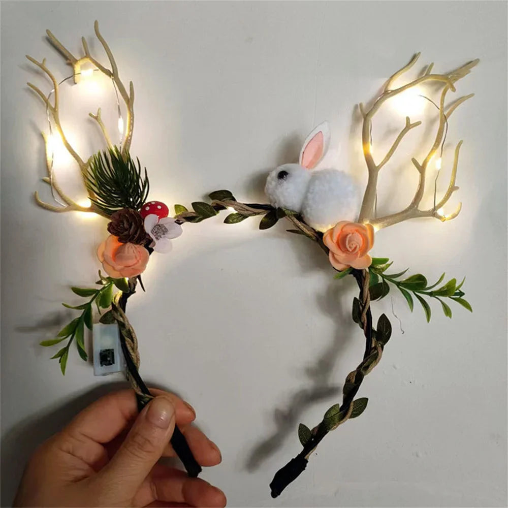 Christmas LED Light Antler Headband Cute  Christmas Party Atmosphere Decoration