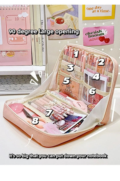 90°opening Multi-layer Pencil Case Student Stationery Storage Artifact Large Capacity Classified and Organized Stationery Bag