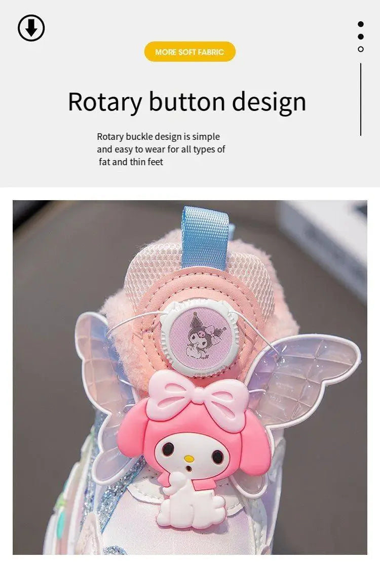 Sanrios Girls Sneakers My Melody Winter New Style Cotton Boots Cartoon Fashion Sports Casual Shoes Kawaii Cute Kids Cotton Shoes