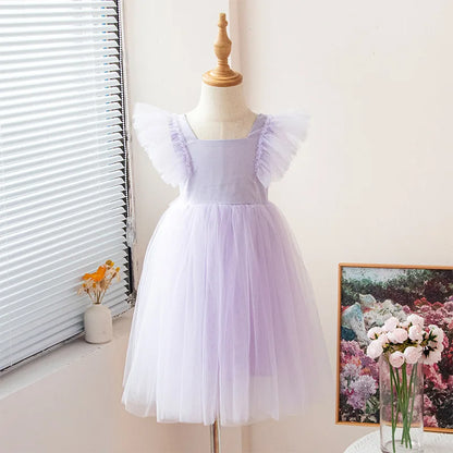 1-8Years New Little Girls Party Dress for Princess Dress Solid Child Clothes Flower Girl Birthday Princess Dress for Kids