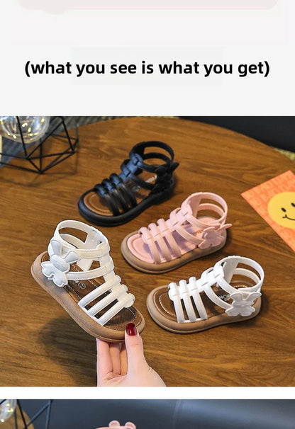 1-10Y Baby Girls Sandals Summer Children's New Cool Fashion Princess Cute Versatile Shoes for Students Flat Sandal Casual Shoe