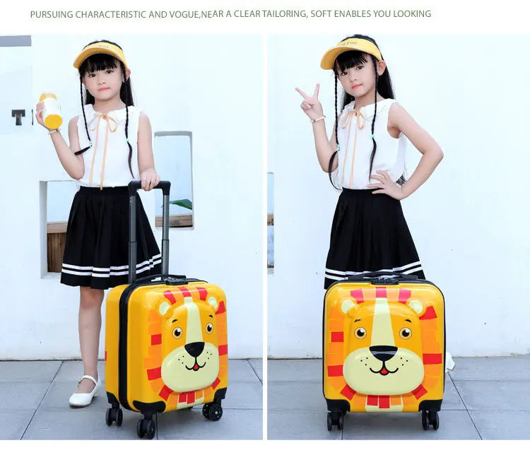 Children's Trolley Case Universal Wheel Cartoon Animal Portable Luggage Multi Function Boarding Case