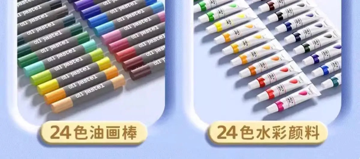 144PCS Painting Art Set Students' Art Supplies Gift Watercolor Pen Oil Pastel Colored Pencil Aluminum Case Art Painting Supplies