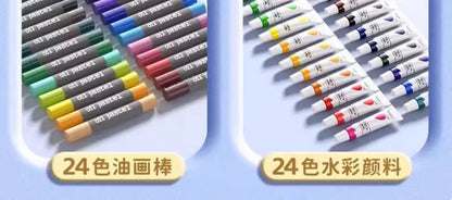 144PCS Painting Art Set Students' Art Supplies Gift Watercolor Pen Oil Pastel Colored Pencil Aluminum Case Art Painting Supplies