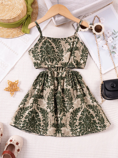 Girl's Summer Fashion Dress - Elegant and Atmospheric Printed Dress, Comfortable Fabric with Stylish Version, Daily Wear, Birthd