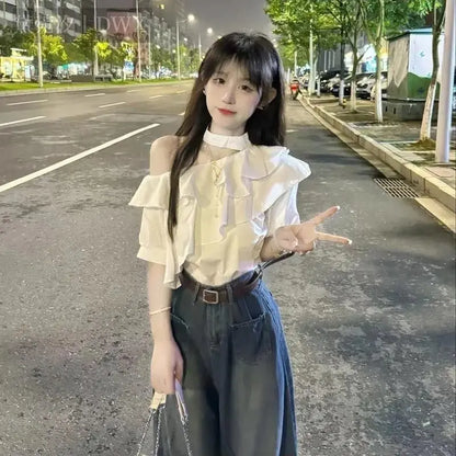 Short Sleeve Shirts Womens Sheer Ovesized Collared Buttondown Laides Slouchy Outfit Cross Wrap Workout Subcultural Cute Semi