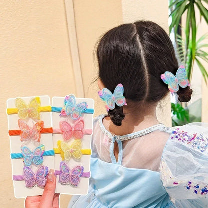 Girls Hair Rope Sequins Butterfly Elastic Hair Bands Candy Colors Scrunchies Ponytail Holder Rubber Bands
