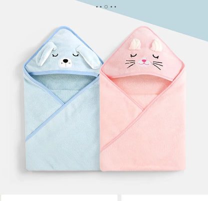 0-3 Years Unisex Baby Bathrobe Flannel Cape Cartoon Boys Girls Hooded Bathrobe Newborn Shower Gift Wrap Swaddling Bath Towel