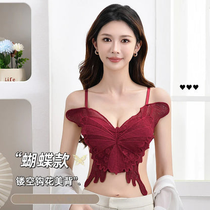 Sexy Butterfly Lace Bras For Women Backless All-in-one Bralette Woman Underwear Female Lingerie Flower Hollow-out Bra Brassiere