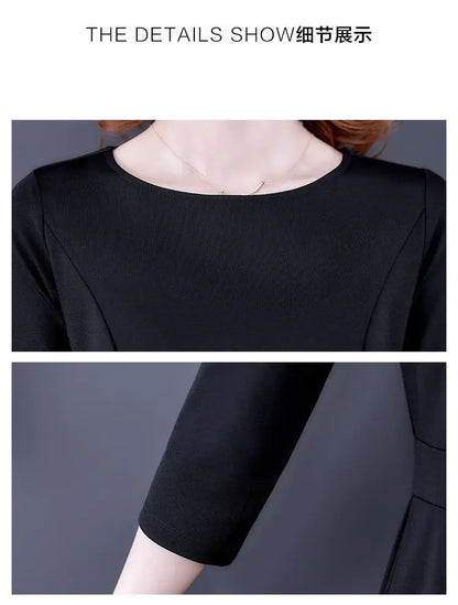 Dress Women's Fashion Western Style Spring and Autumn Clothing New Collection Waist Cinching Slimming Small Black Dress