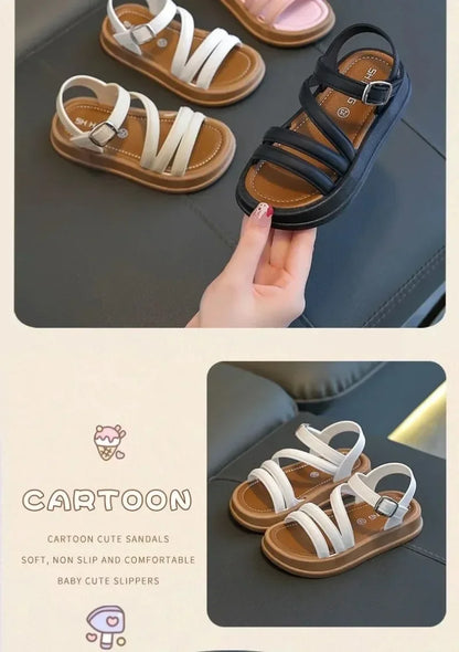 1-10Y Baby Girls Sandals Summer Children's New Cool Fashion Princess Cute Versatile Shoes for Students Flat Sandal Casual Shoe