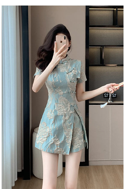 Faionable  Outfit Stand Collar Side Button Mid-Length irt orts Two-Piece Set New 2025 Versatile Nylon Material