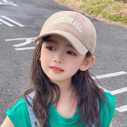 Fashion Letter Children Baseball Hat Solid Cotton Kids Duck Tongue Cap