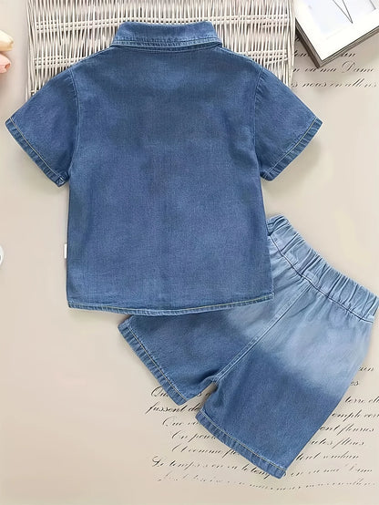 Summer Children's clothing denim suit for the baby T-shirt and jeans Two-piece set