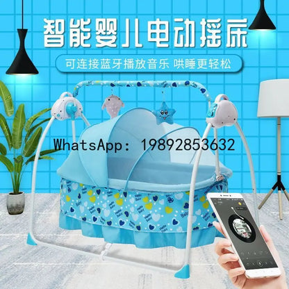 Electric Cradle Bed Multi-Functional Foldable Baby Cradle Newborn Enlarged Sleep Soothing Rocking Bed