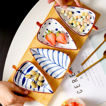 Creative Leaf Shaped Seasoning Bowl Ceramic Multi-purpose Small Plates Appetizers Snack Dish Kitchen Sauce Sushi Cake Tray
