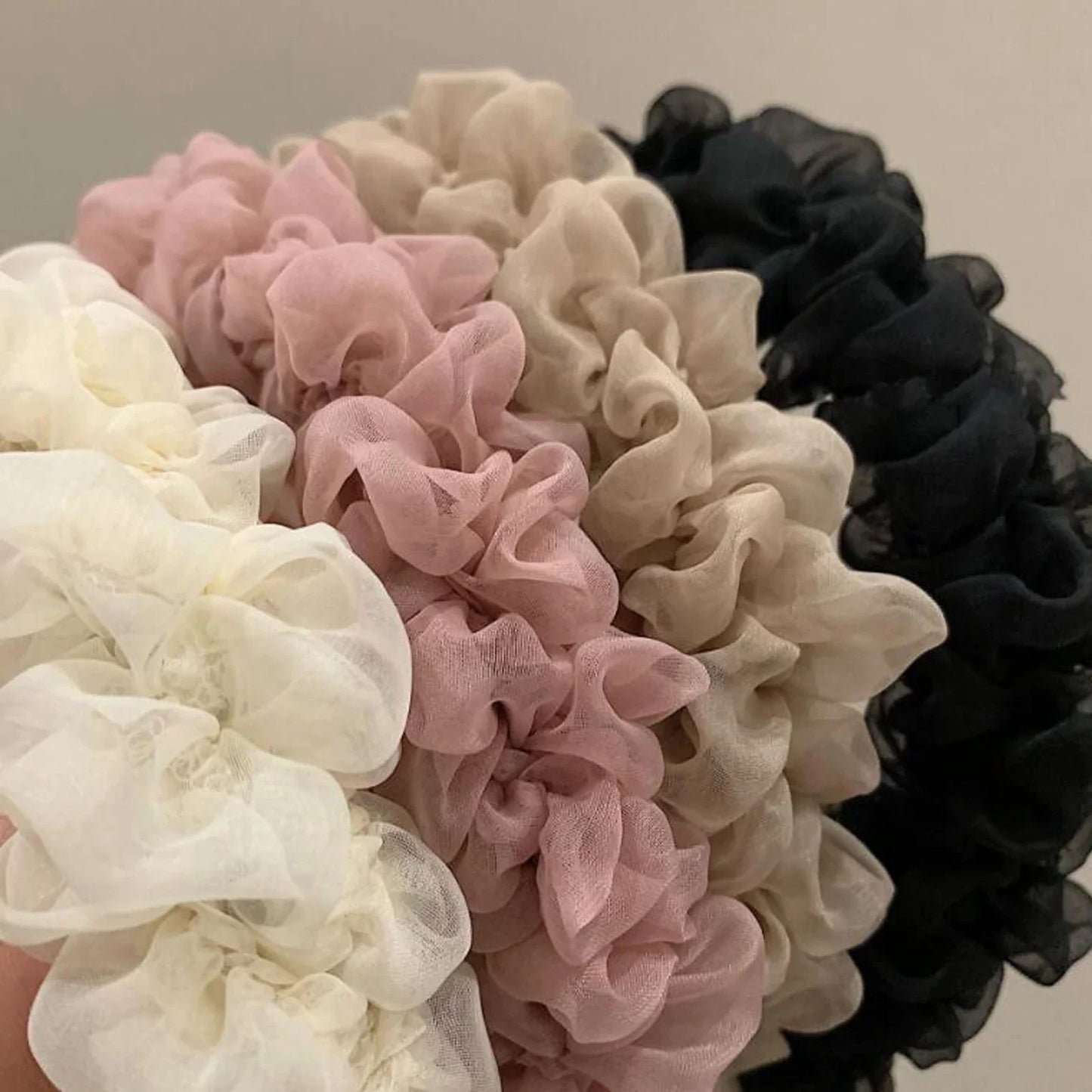 Fashion Women Headband Wide Side Mesh Flower Hairband Pleated Turban Casual Soft Headwear Hair Accessories