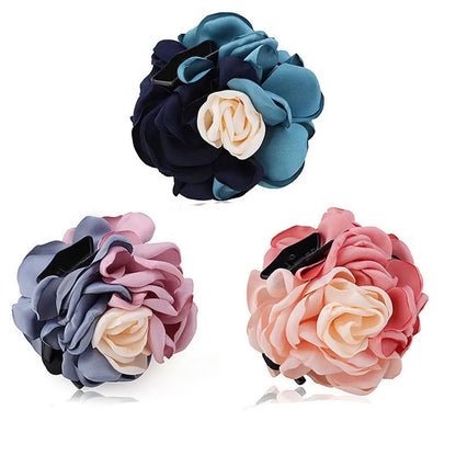 Fashion For Women Hair Accessories Korean Style Headwear Chiffon Jaw Clip Flower Hair Barrette Flower Hair Claw Rose Crab Clip