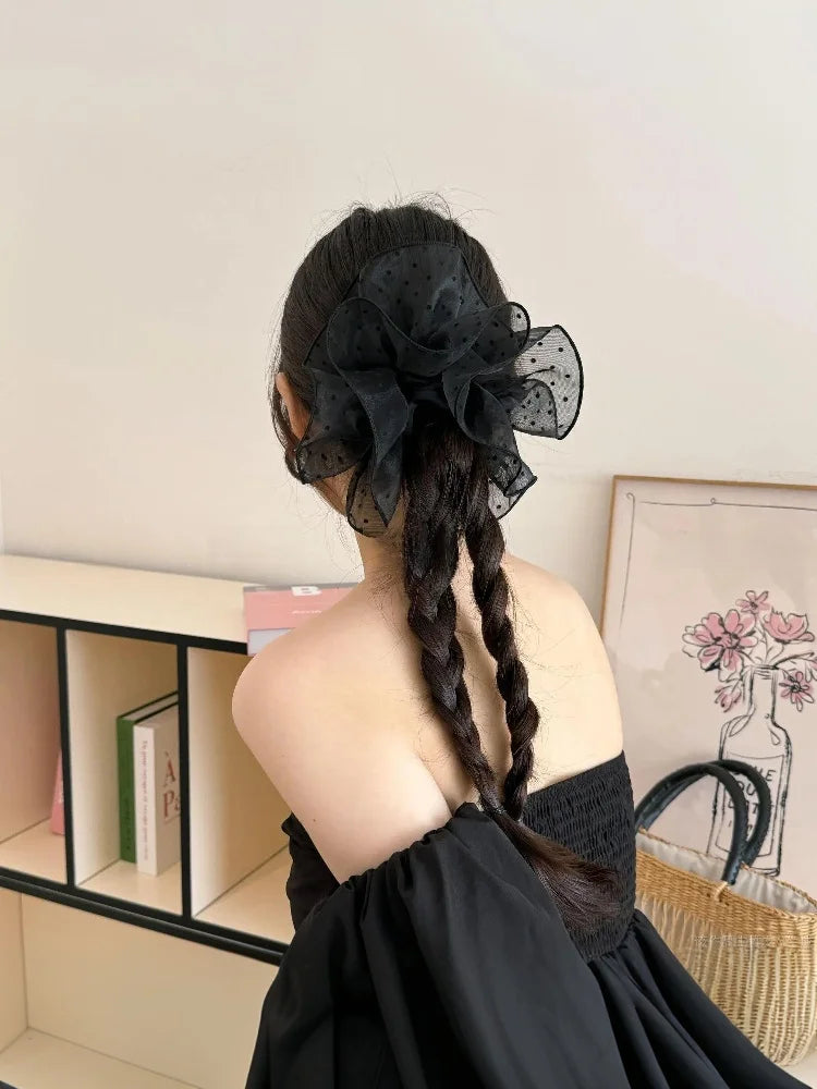 Women's Hair Accessories; Big Black Scrunchies Hairties for Buns and Ponytails, Chic Headwear Hair Bands