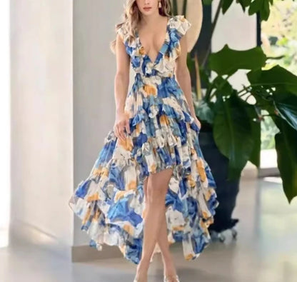 Elegant Dresses for Women Bohemian Casual Style Fashionable Printed Vacation Long Dress Shipped Within 48 Hours