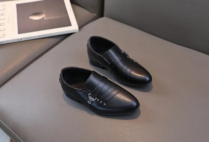 New Kids Shoes for Boys Performance Mary Jane Shoes for Fashion Party Wedding Shows Children Black Slip-on Loafers Leather Shoes