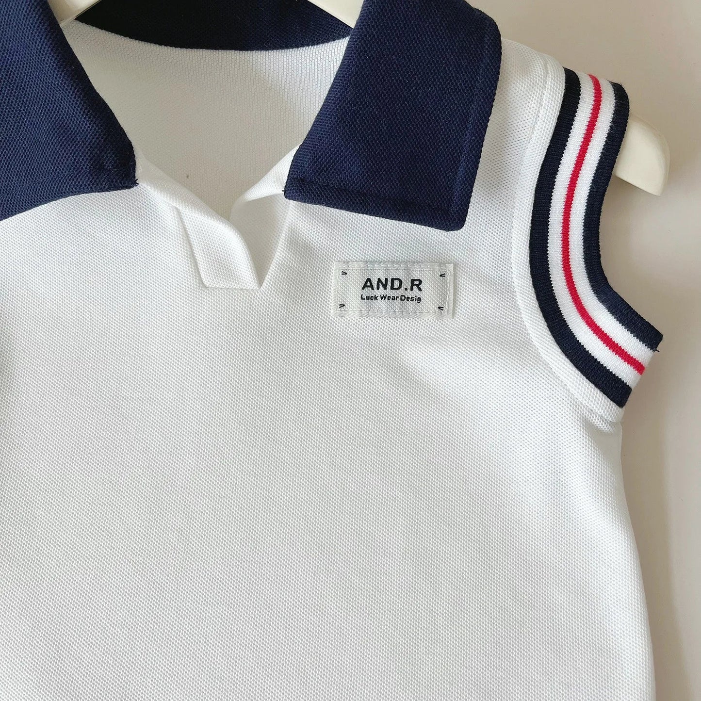 Baby Girl College Style Summer 2PCS Clothes Set Polo Collar Kid Girl Vest Top Set Thin Stylish Stripe Pleated Skirt Belle Outfit
