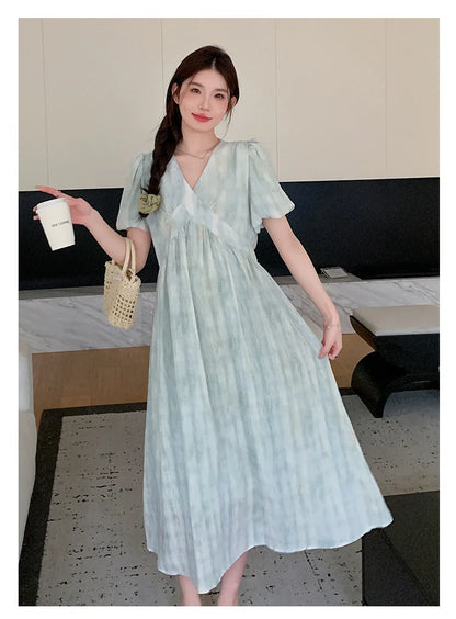 Pregnant Women's Dress Summer 2025 Fashionable Western Style Loose Belly Covering French High Waisted Long Skirt