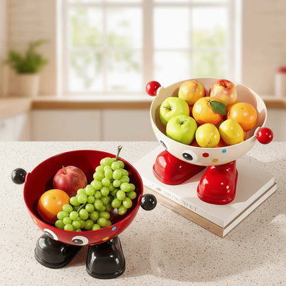 Large Capacity Snack Fruit Plate High Foot Design Thickened Kitchen Dish Rack Cartoon Plastic Tea Table Plate Party Serving