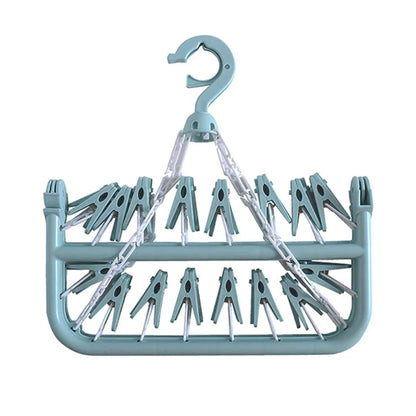 Clothes Drying Hanger with 32 Clips / 8 Clips Socks Underwear Drying Folding Laundry Hanging Rack