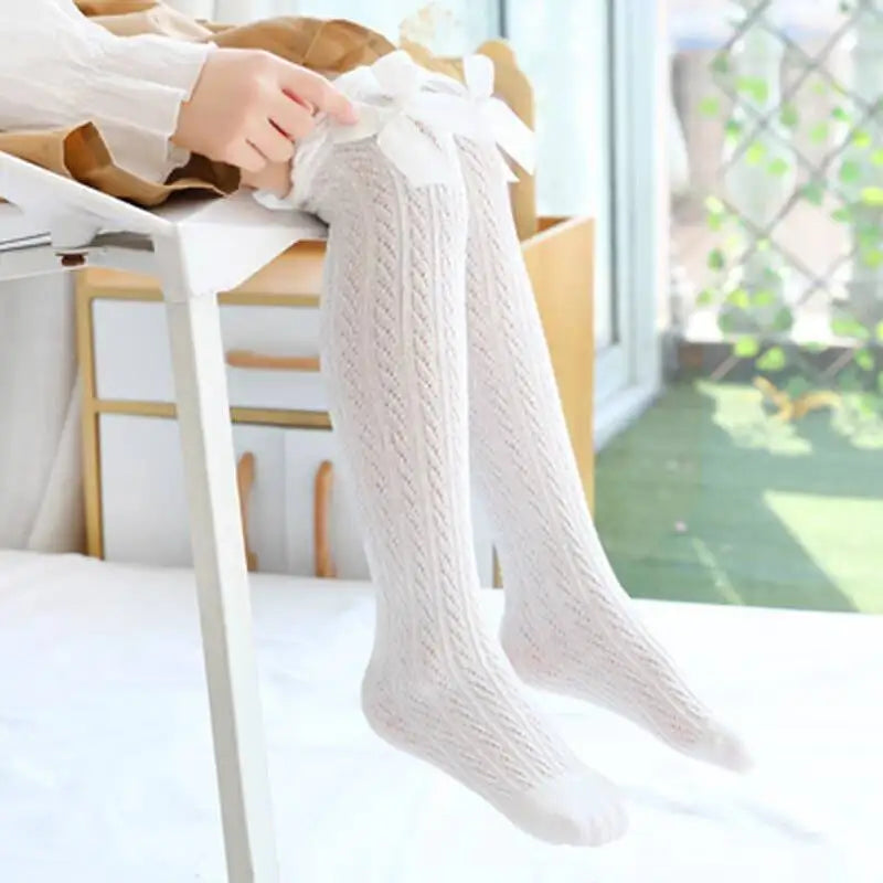 Brand Baby Girls Sockings Knee High with Bows Cute Baby Socks Long Tube Kids Leg Warmers Girl Tights Bow Christmas gift