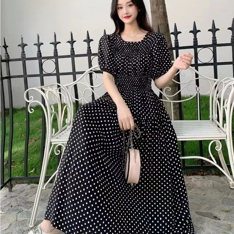 Summer New Cotton Silk Dr Casual High Waist Floral Print Beachwear Outerwear Slimming Waist Long Skirt A-Line Gown