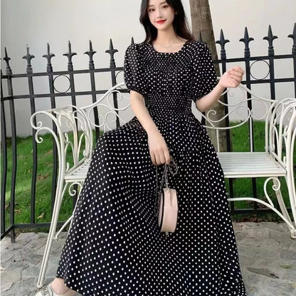 Summer New Cotton Silk Dr Casual High Waist Floral Print Beachwear Outerwear Slimming Waist Long Skirt A-Line Gown