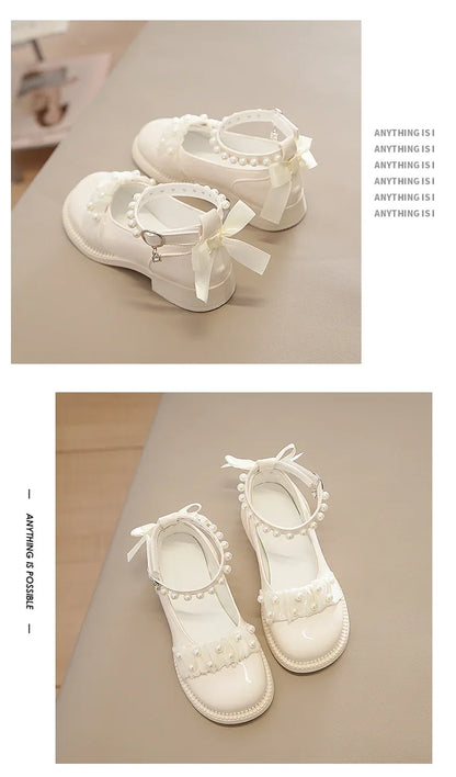 Spring Autumn Girl Glossy Leather Shoes Fashion Children Princess Causal Dress Flats Sweet Bowtie Kids School Mary Jane Shoes