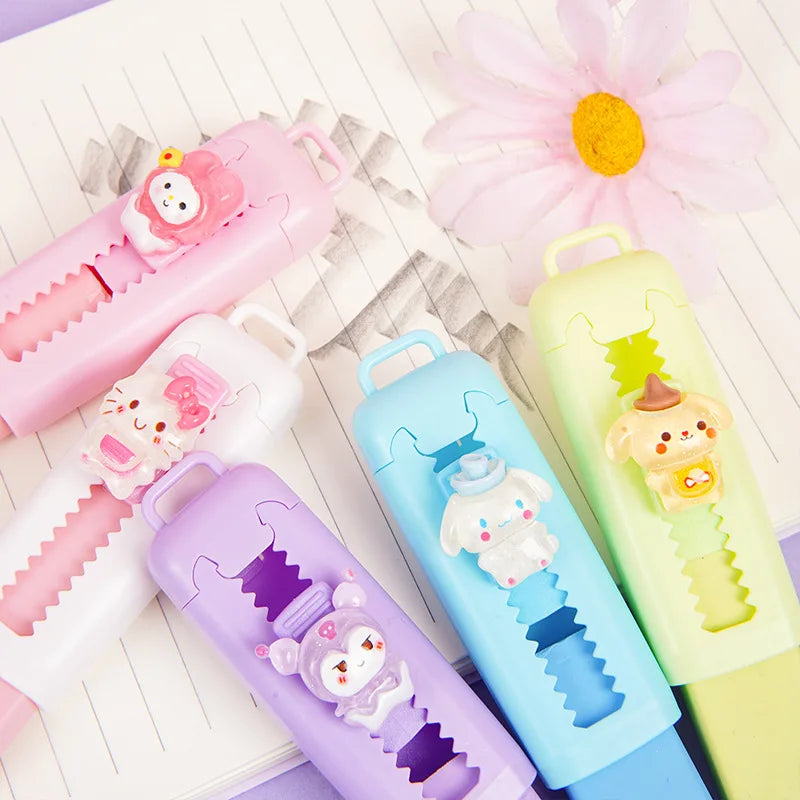 Cute Cartoon Push-pull Pencil Eraser Creative Retractable Pupil Writing Error Correction Erasers Students Stationery Supplies