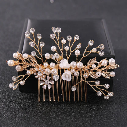 Wedding Hair Accessories Flower Hair Clips Hairpin Crystal Bride Headdress for Women Faux Pearl Barrettes Hair Combs Hair Decor