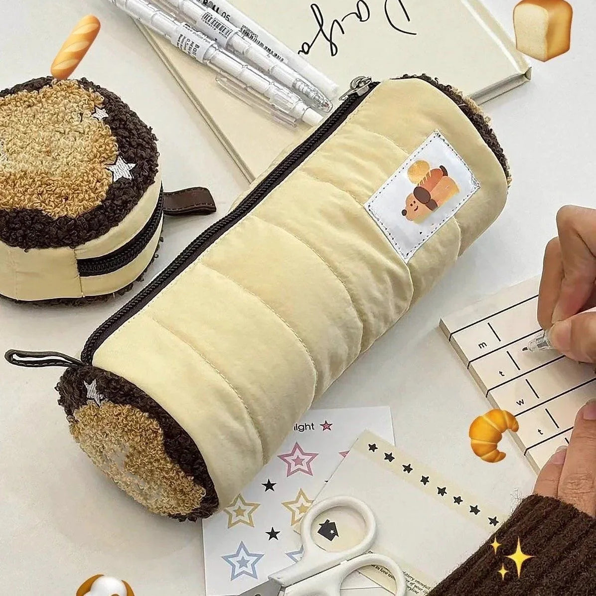 INS Pink Pen Bag Soft Towel Roll Large Capacity Pencil Case Stationery Cosmetic Storage Bag Organizer Creative Students Gift
