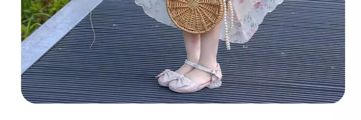 Brand Princess Shoe 2025 Summer New Sandals for Girls Kid Crystal Shoe Women Heels Gift Party Dresses for Girl Women's Sandals