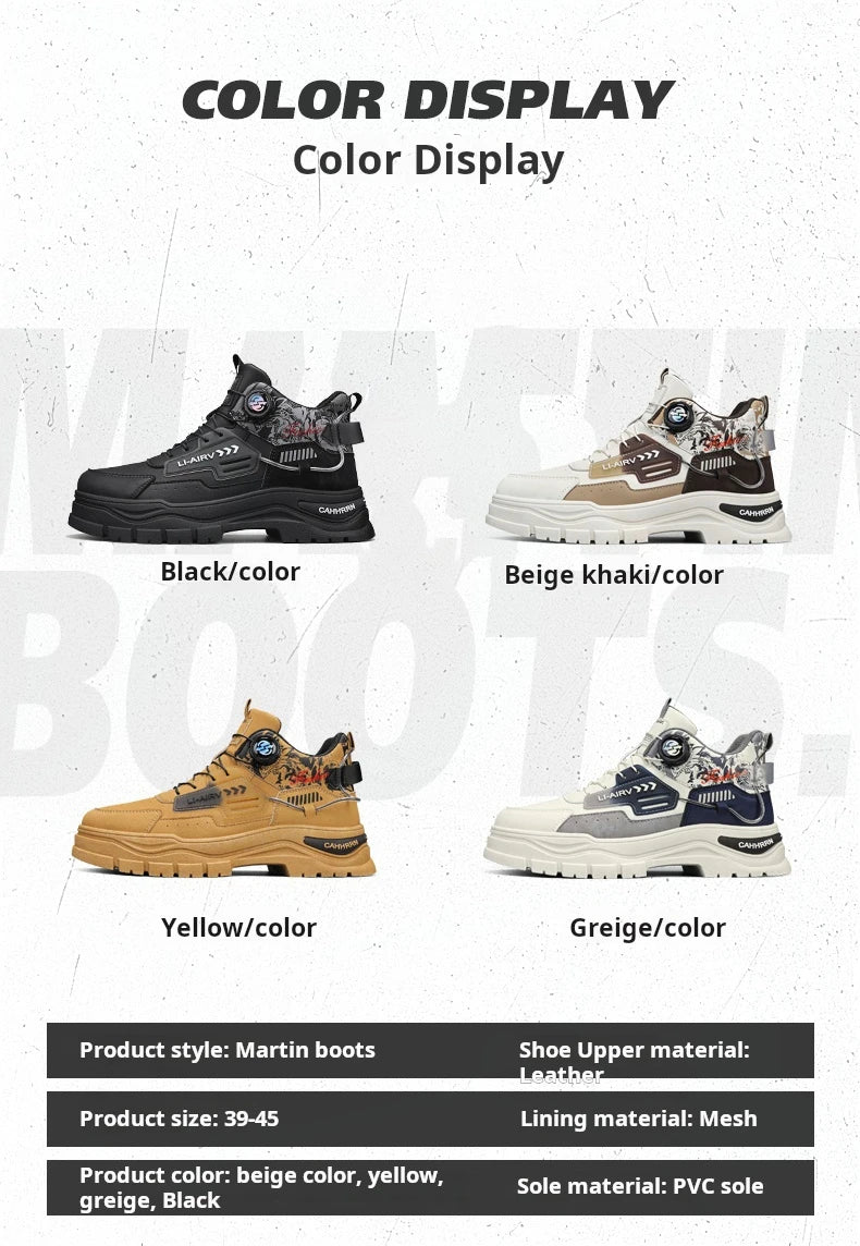 Men's Casual Outdoor Boots Fall Breathable Trendy Versatile Leisure Knob Board Shoes Anti-slip Riding Fashion Sneakers