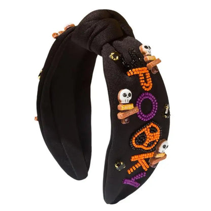 Designer Hair Accessories for Women Featuring Skull, Letters, Diamonds, and Rice Beads, Halloween Styling