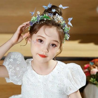 Creative Forest Garland Headdress Butterfly Floral Crown Wedding Head Princess Headband