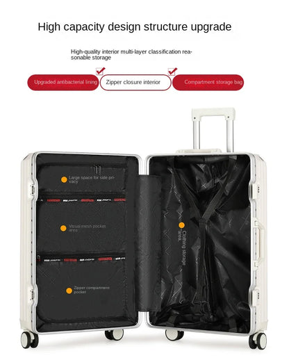 Large Capacity 28 inch Aluminum Frame Suitcase Durable Trolley Case with Universal Wheels, 24 Business Travel Suitcase