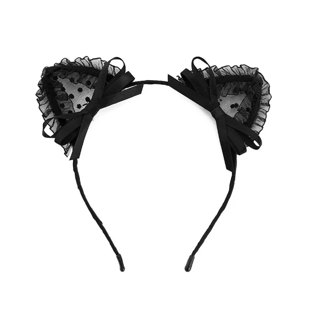 Cute Lace Cat Ears Headband Fancy Dress Hairband Women Girls Cosplay Headwear Masquerade Anime Costume Party