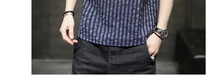 Men's Light Blue Denim Shirt Oversized Short Sleeve Button-Down Casual Top(Available)