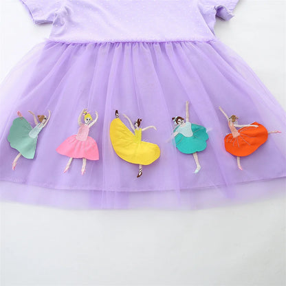 Summer New Design Girls Dress Dancing Girls Embroidery Short Sleeve Kids Vestidos Birthday Party Baby Clothing Wedding Dresses