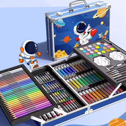 144PCS Painting Art Set Students' Art Supplies Gift Watercolor Pen Oil Pastel Colored Pencil Aluminum Case Art Painting Supplies