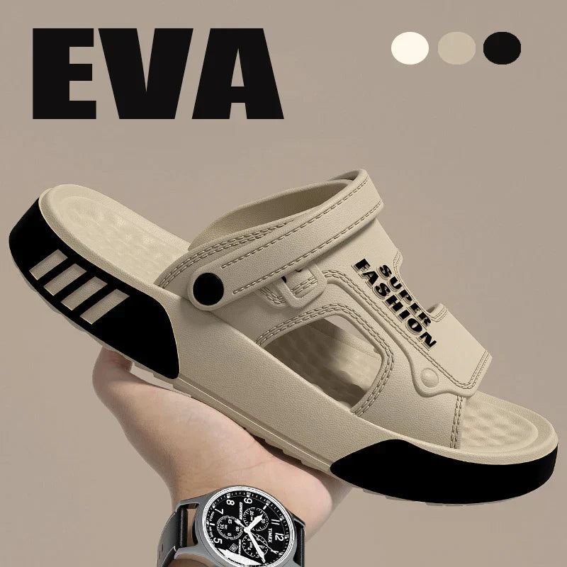 Men Slippers Summer EVA Soft-soled Platform Slides Sandals Indoor Outdoor Walking Beach Shoes Flip Flops Mens Home Shoes ( Available )