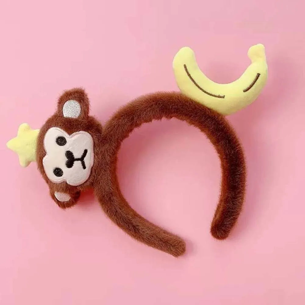 Sweet Hair Accessories Dachshund Hair Hoop Plaid Bow New Year Headwear Red Headband Moon Creative Cartoon Monkey Hairband Girls